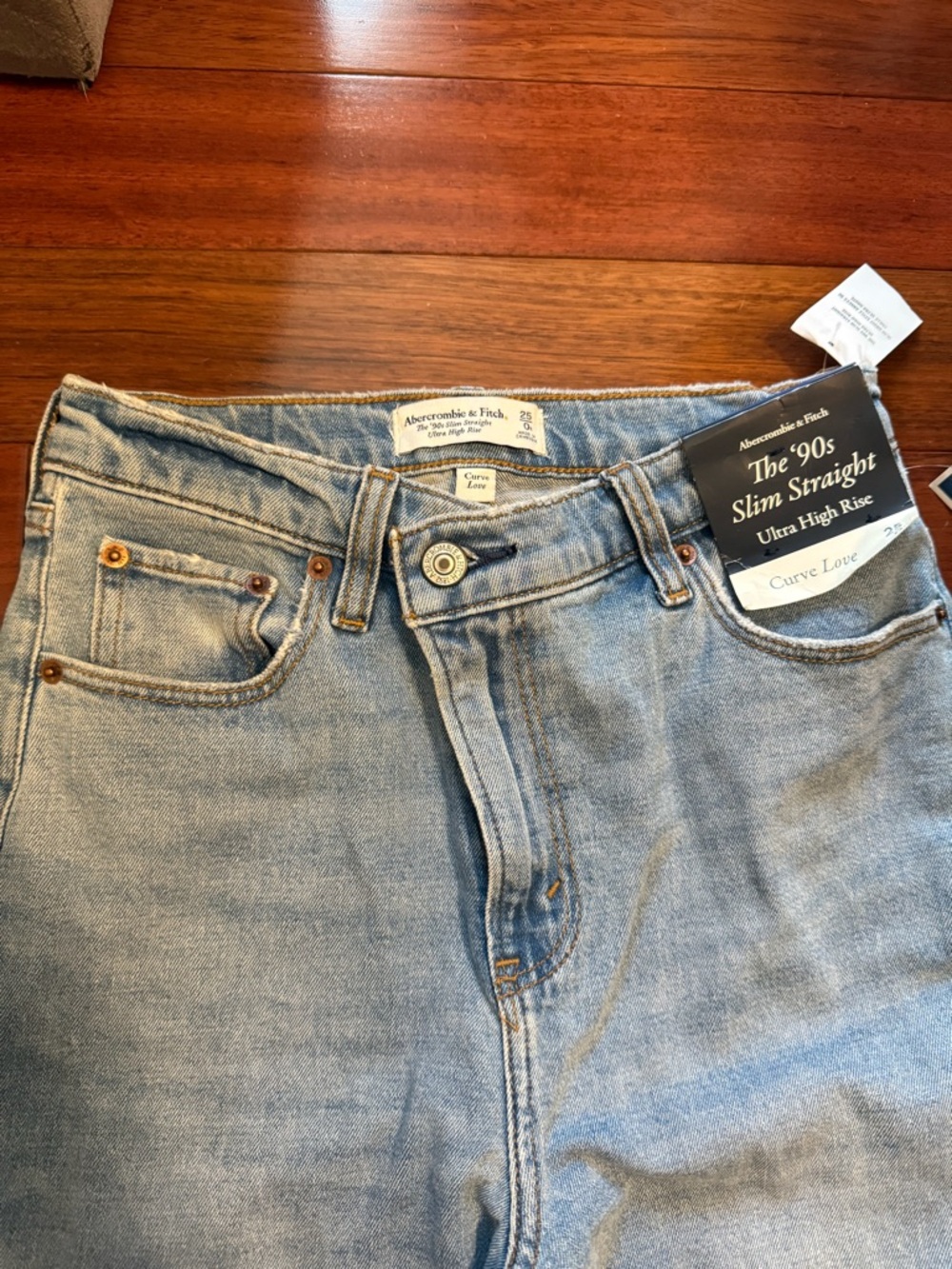 Abercrombie & Fitch Light Blue High-Rise Slim Straight Jeans